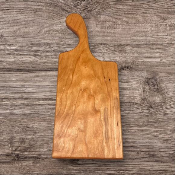 Handcrafted Cutting Board Curved Handle Made from Cherry Hardwood Rustic Kitchen - Picture 1 of 5